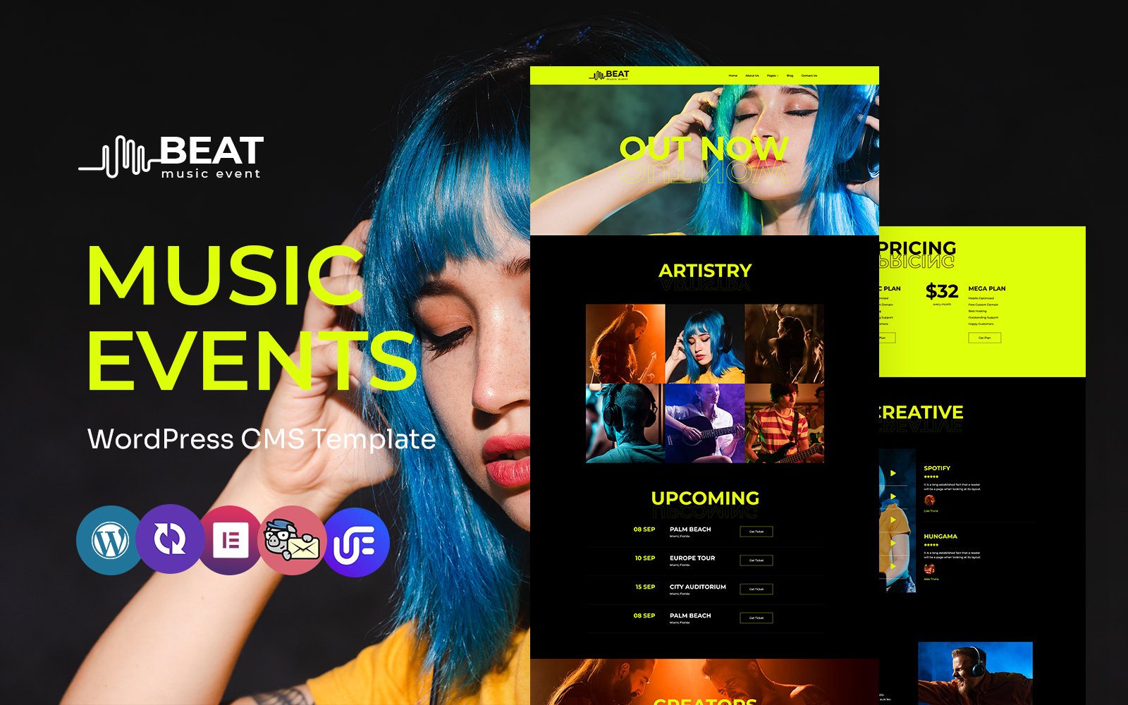 Beat - Music Events Multipurpose WordPress Elementor Theme WordPress Theme