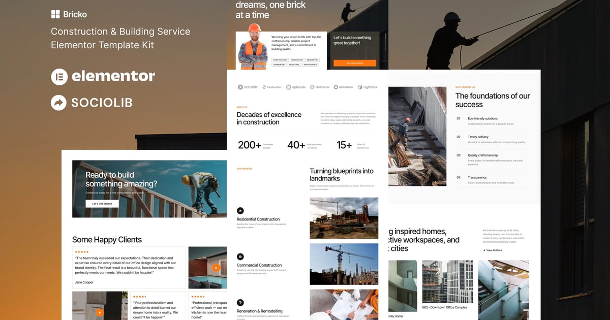 Bricko - Construction & Building Service Elementor Template Kit