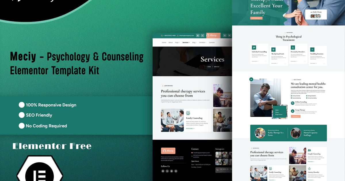 Meciy - Psychology & Counseling Elementor Template Kit