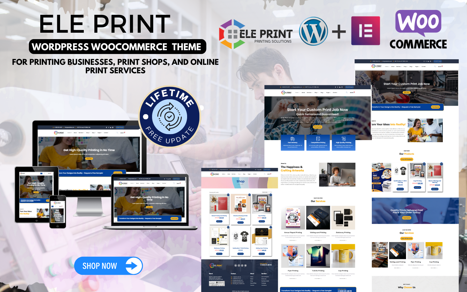 Ele-Print: Print Shops, Digital Printing and Custom Products WordPress WooCommerce Elementor Theme WordPress Theme