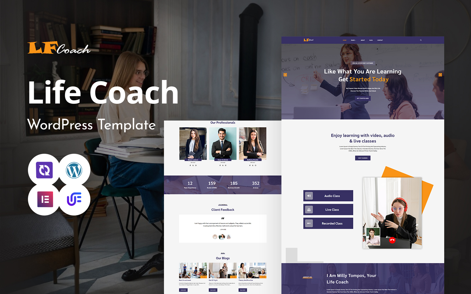 LFCoach - Life Coaching WordPress Elementor Theme WordPress Theme