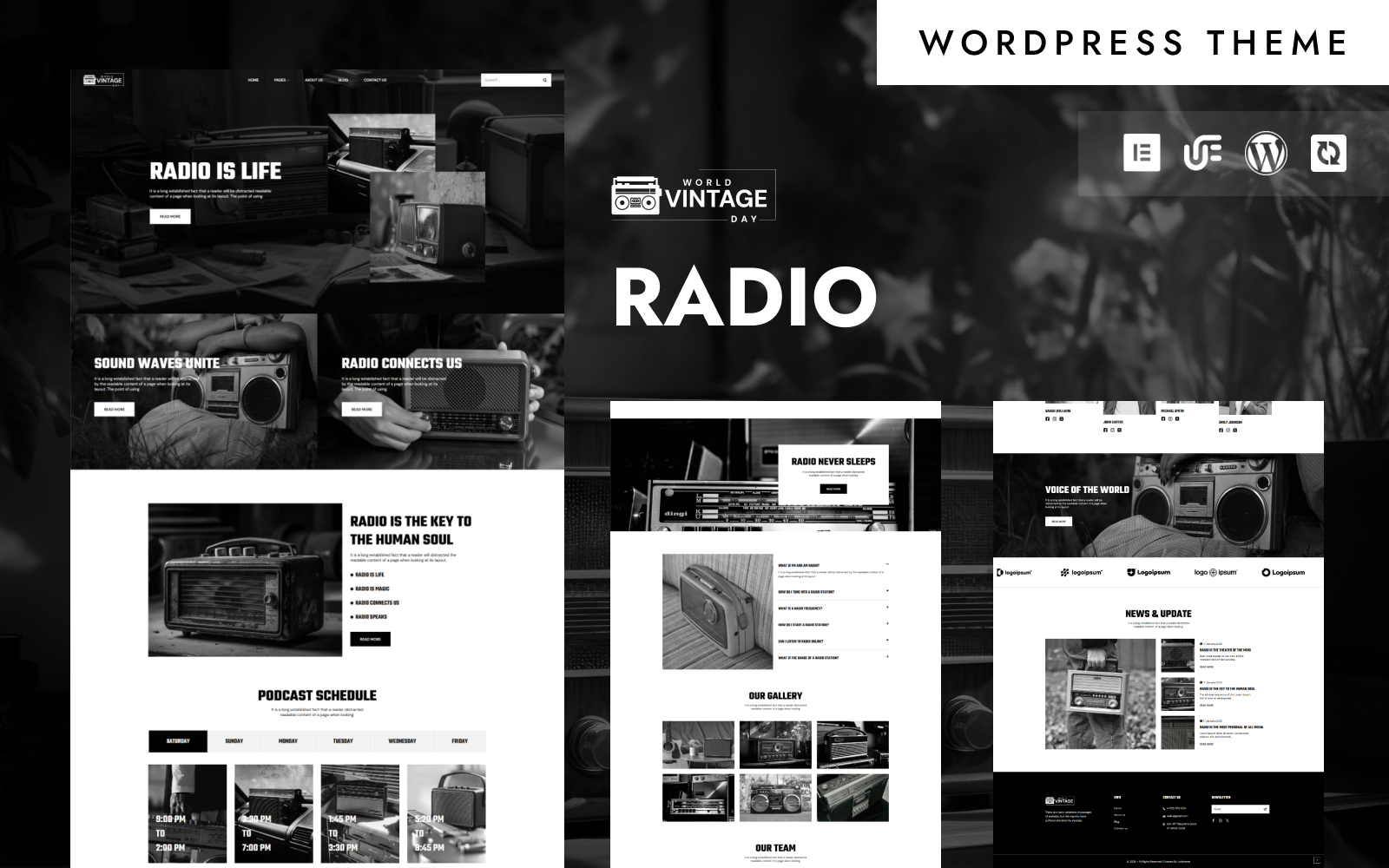 Vintage - Radio Broadcasting & Streaming WordPress Elementor Theme WordPress Theme