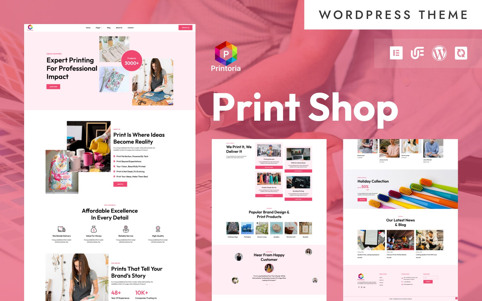 Printoria - Print Shop & Merchandise Printing WordPress Elementor Theme WordPress Theme
