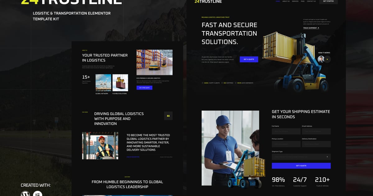 24TrustLine - Logistic & Transportation Elementor Template kit