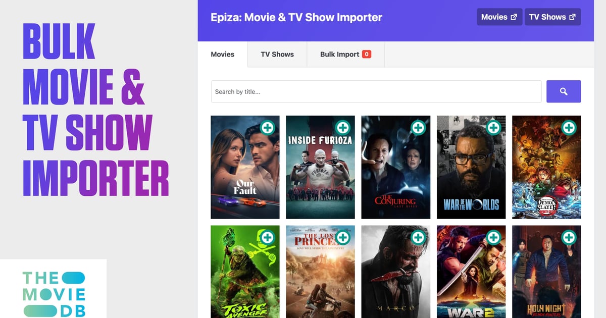 Epiza: Bulk Movie & TV Show Importer For WordPress