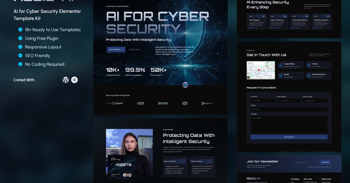 Aegis – AI for Cyber Security Elementor Template Kit