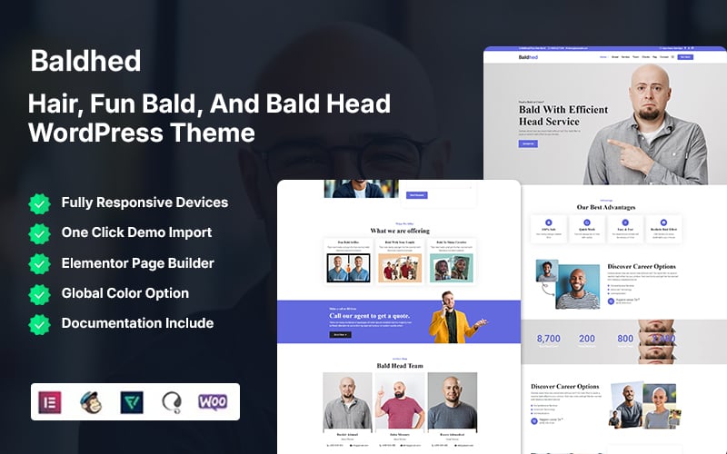 Baldhed - Hair, Fun Bald, And Bald Head WordPress Theme