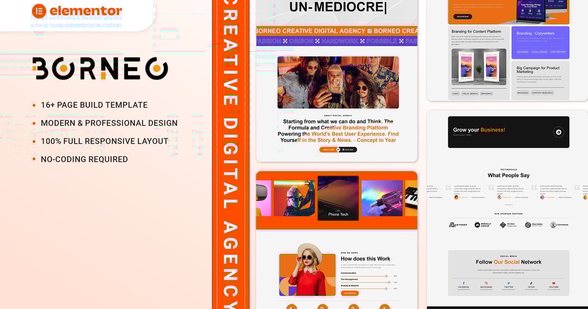Borneo - Creative Digital Agency Elementor Template Kit