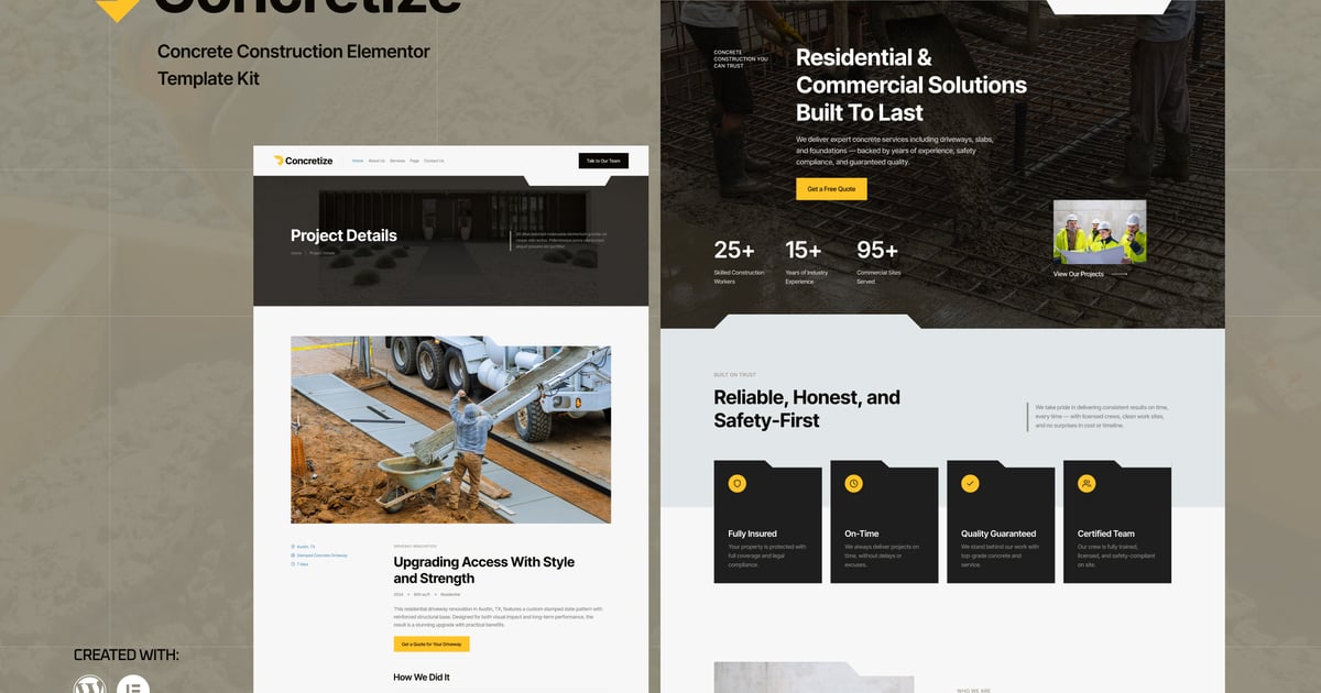 Concretize - Concrete Construction Elementor Template Kit