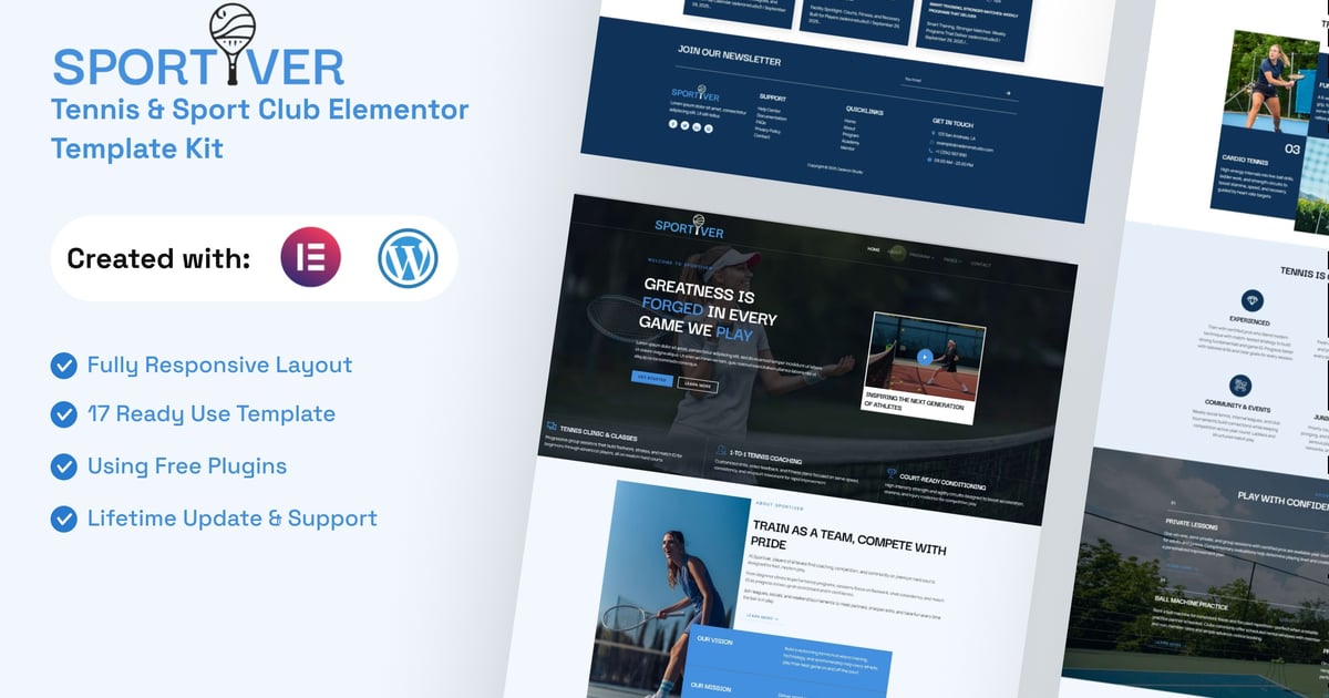 Sportiver - Tennis & Sport Club Elementor Template Kit
