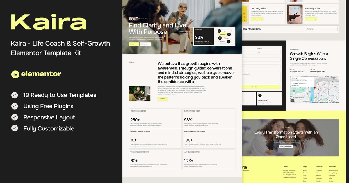 Kaira - Life Coach & Self-Growth Elementor Template Kit