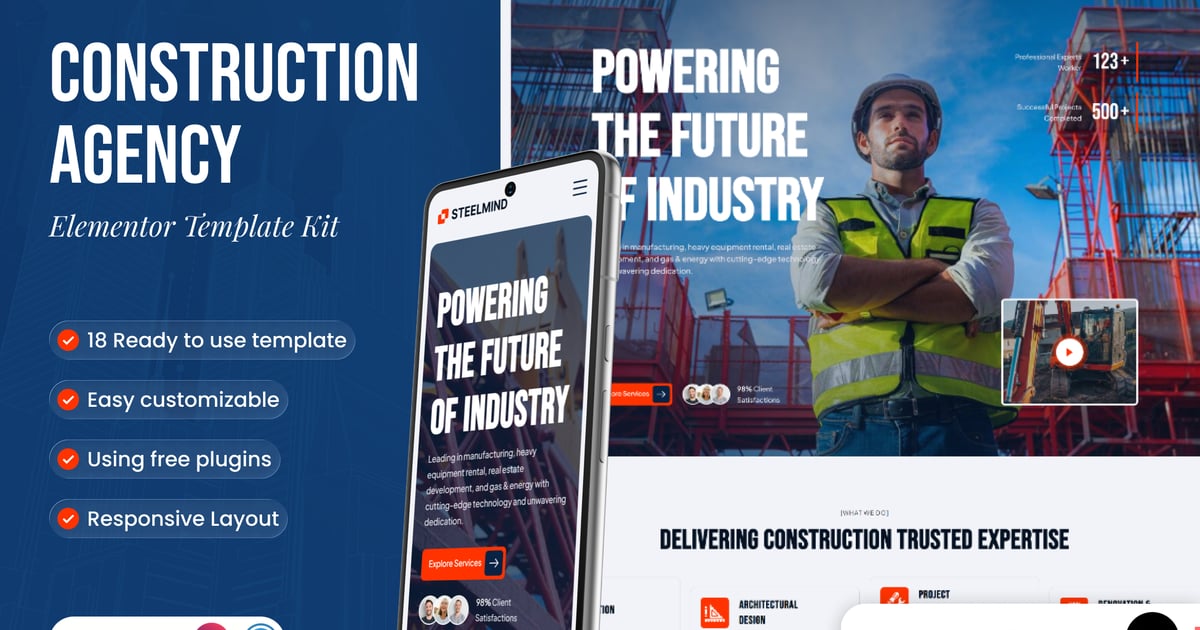 Steelmind - Construction Agency Elementor Template Kit