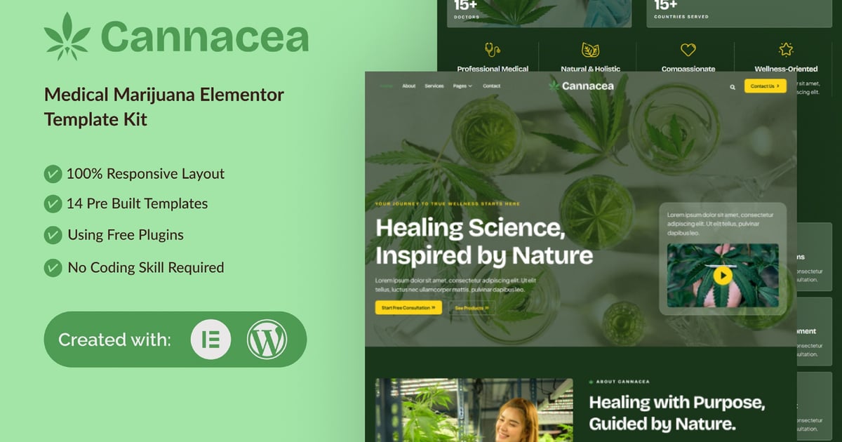 Cannacea - Medical Marijuana Elementor Template Kit