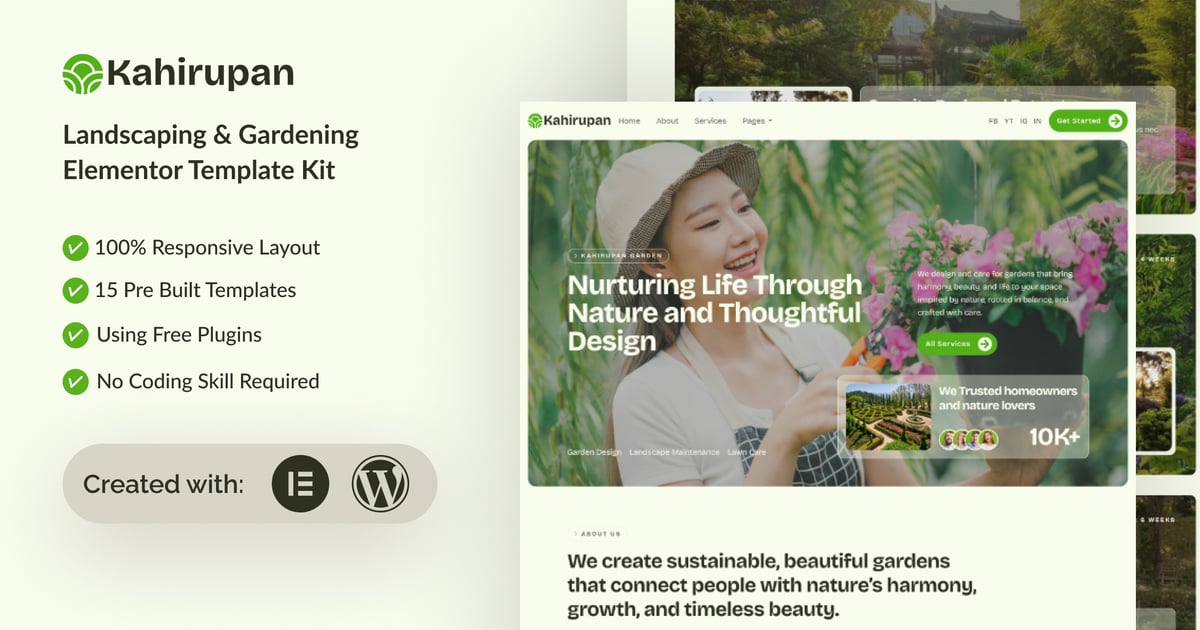 Kahirupan - Landscape & Gardening Elementor Template Kit