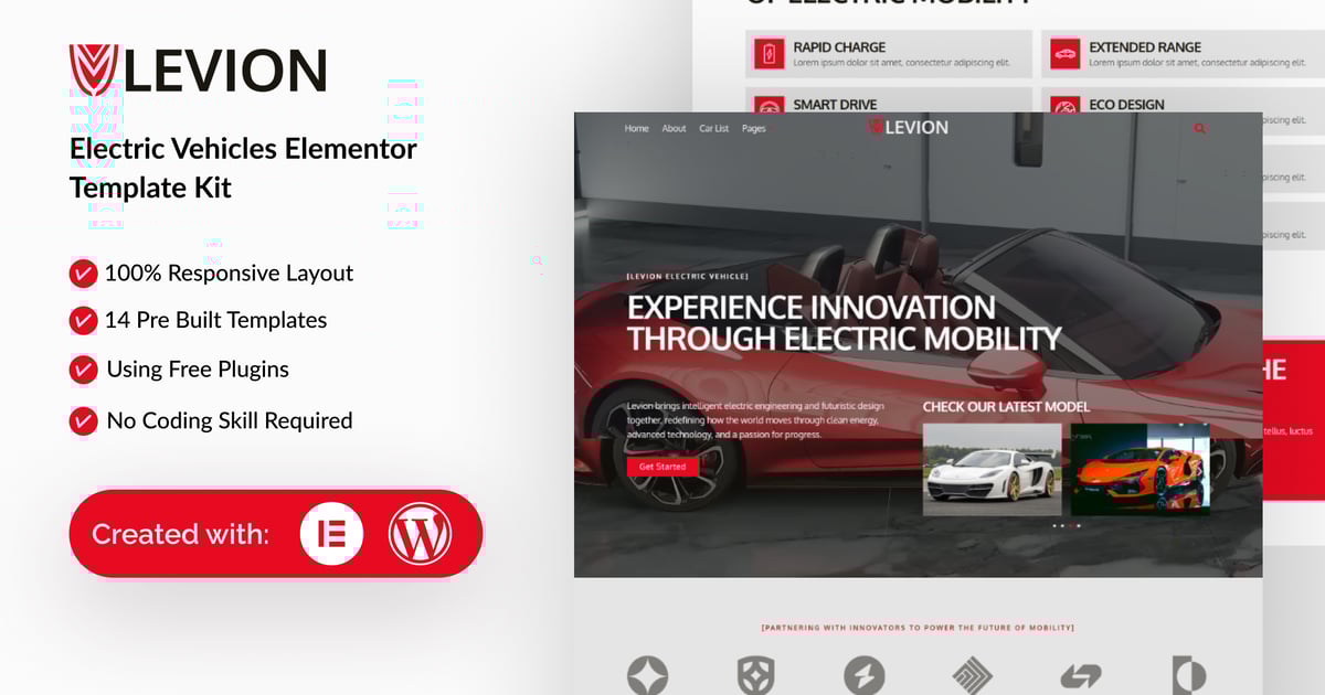 Levion - Electric Vehicle Elementor Template Kit