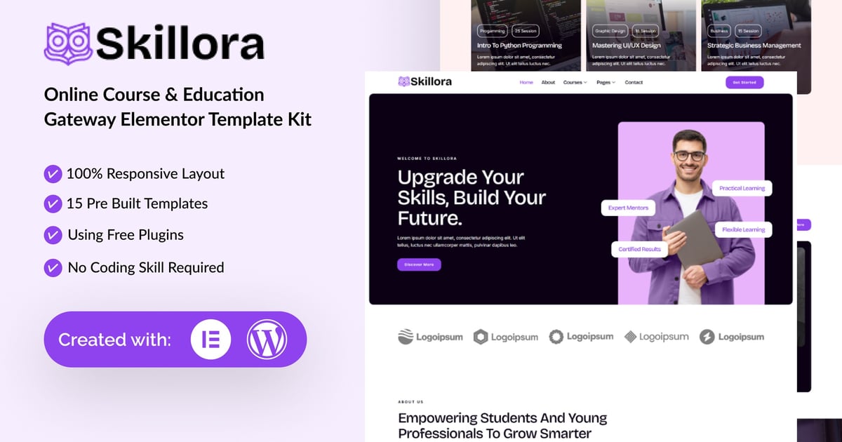 Skillora - Online Course & Edication Gateway Elementor Template Kit