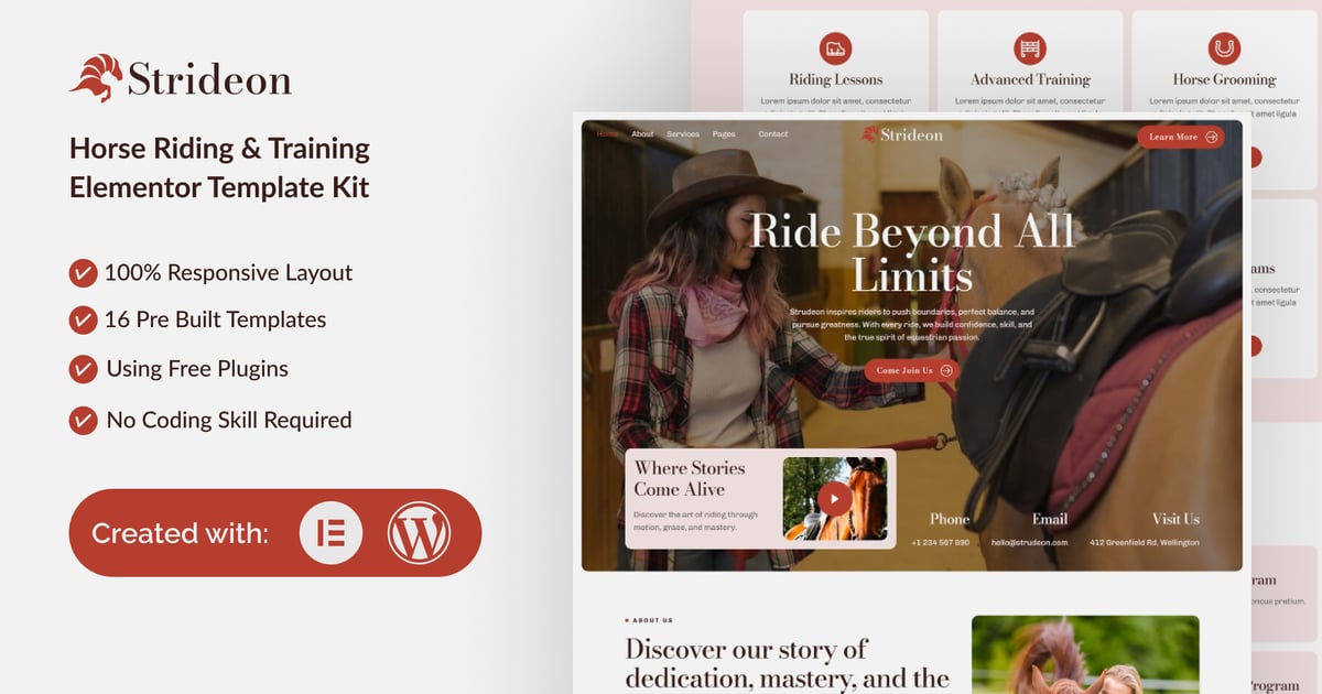 Strideon - Horse Riding & Training Elementor Template Kit
