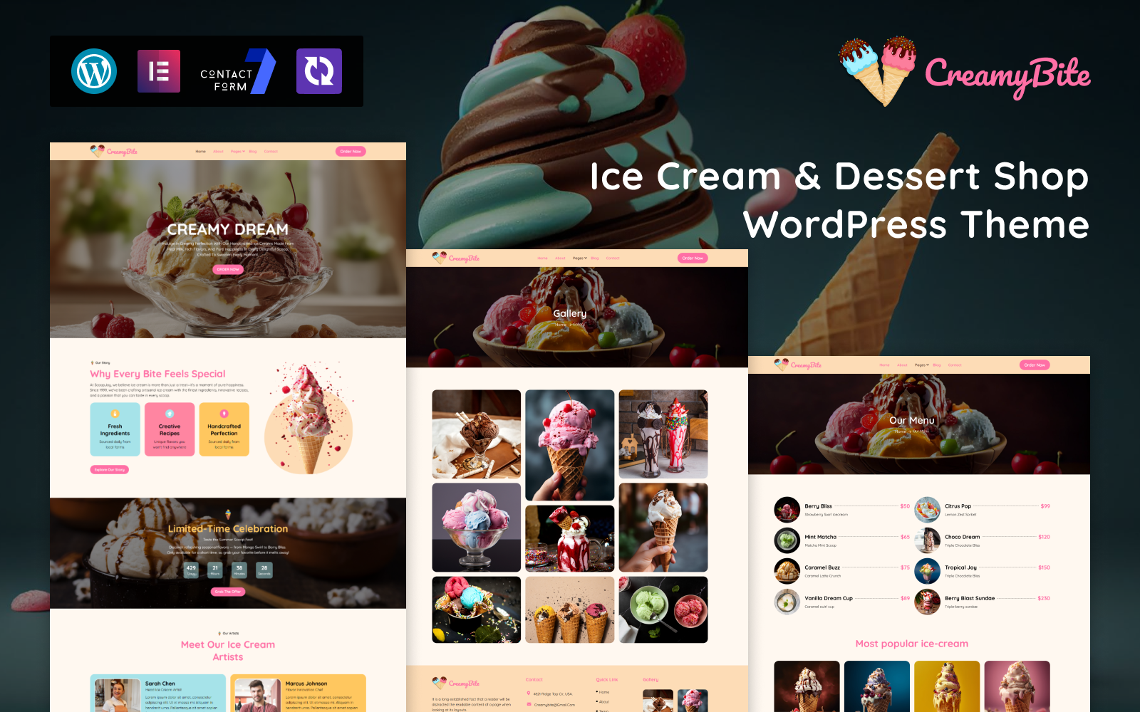 Creamy Bite – Ice Cream & Dessert Shop WordPress Theme