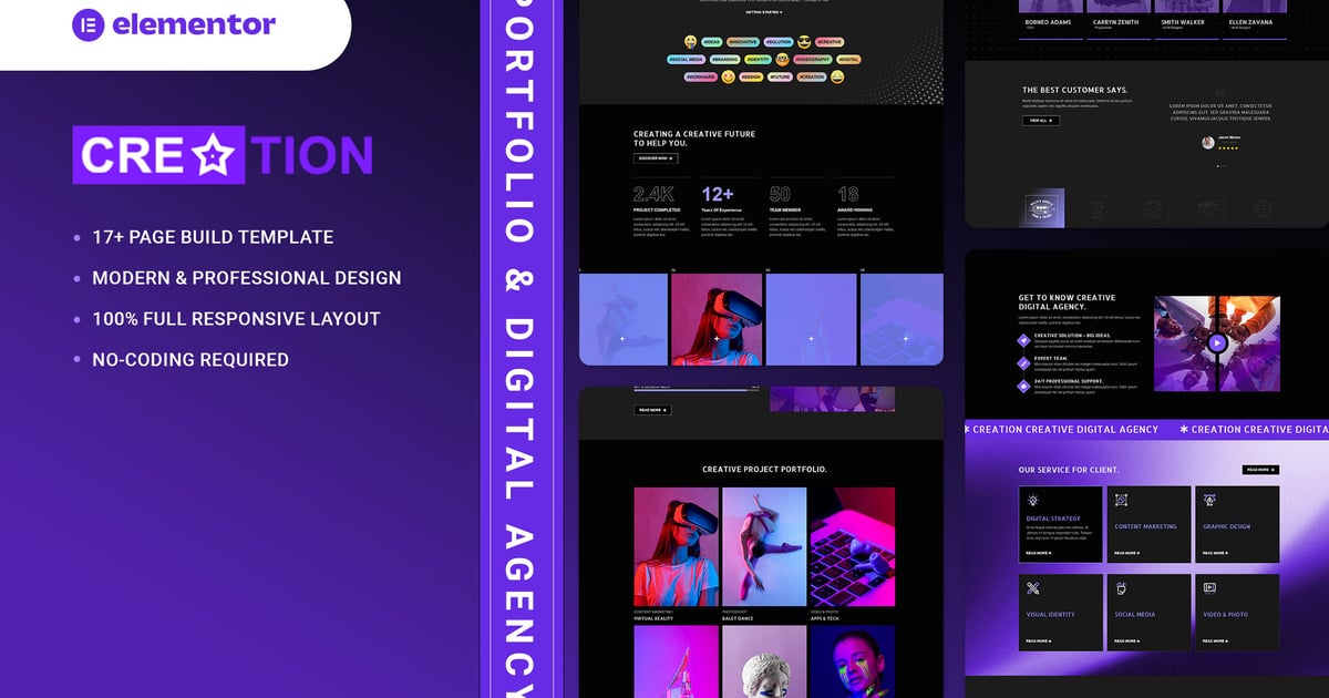 Creation - Portfolio & Digital Agency Elementor Template Kit