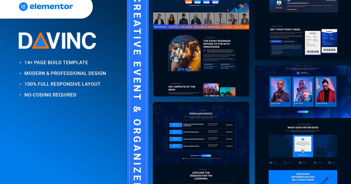 Davinc - Creative Event & Organizer Elementor Template Kit