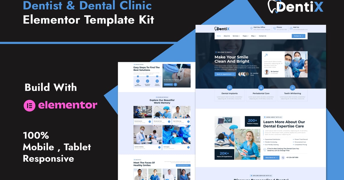 DentiX - Dentist & Dental Clinic Elementor Template Kit