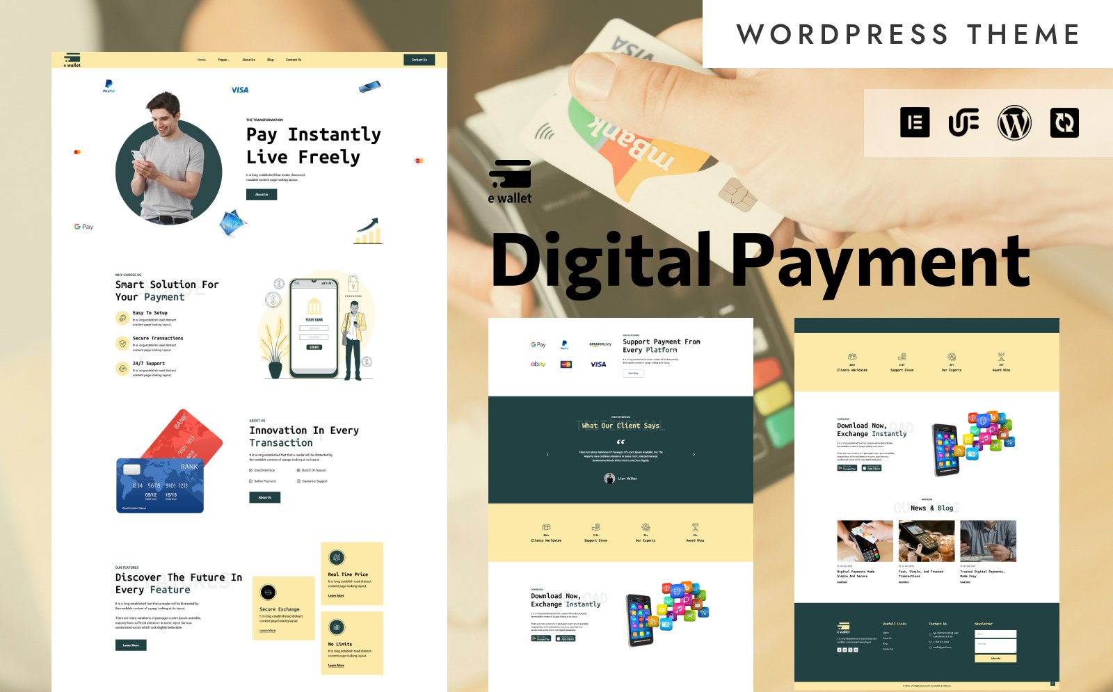 E Wallet - Digital Banking & Card Payment Services WordPress Elementor Theme WordPress Theme