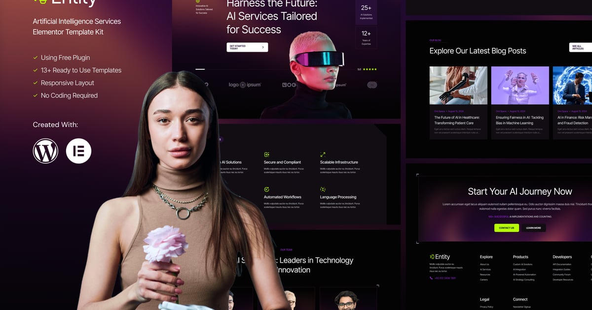 Entity - Artificial Intelligence Services Elementor Template Kit