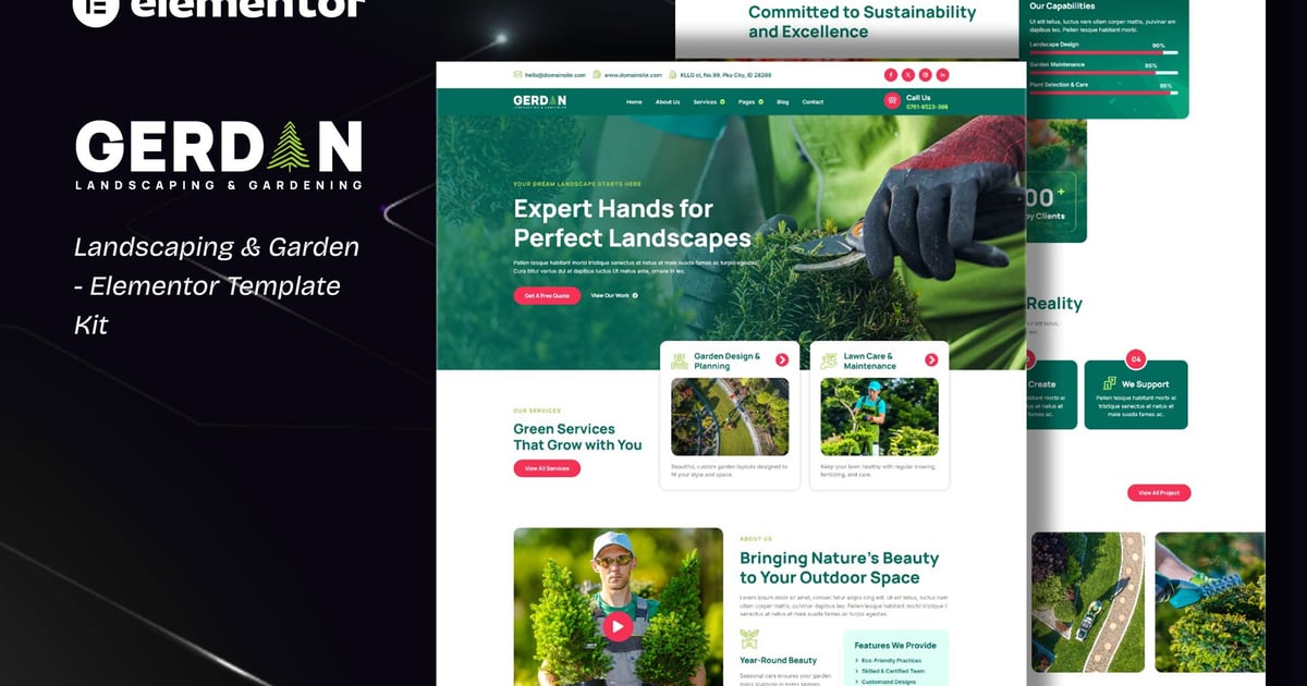 Gerdan - Landscaping & Gardening Elementor Template Kit