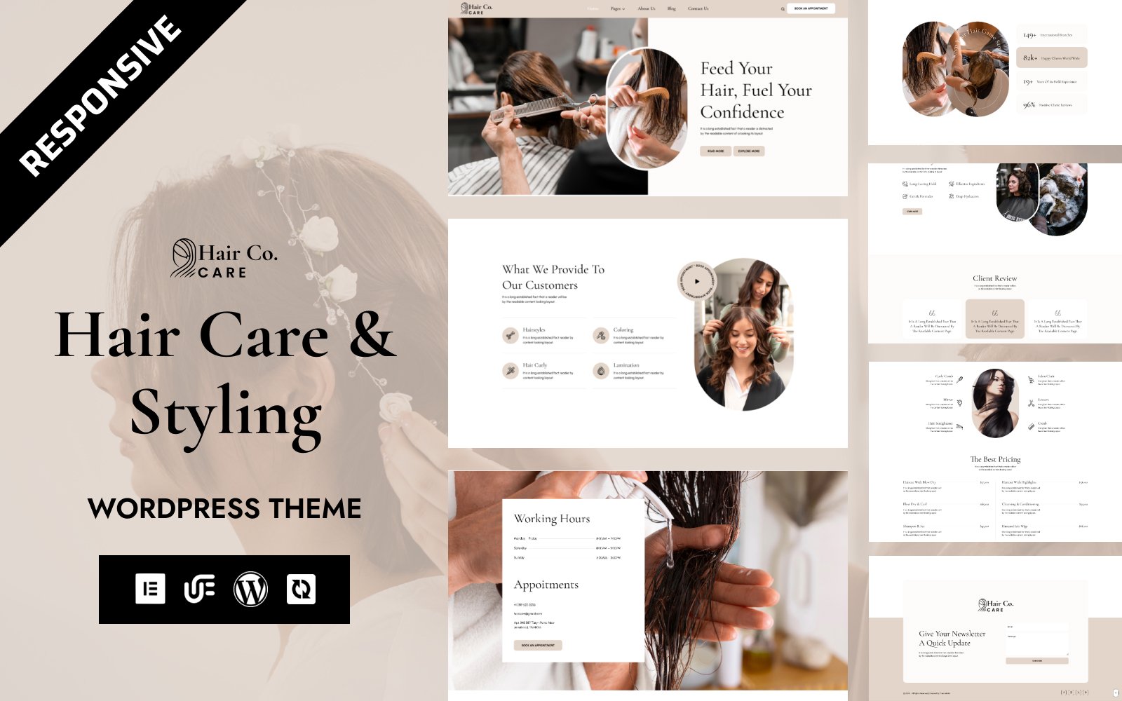 Hair Co. - Modern Barber Shop & Hair Salon WordPress Elementor Theme WordPress Theme