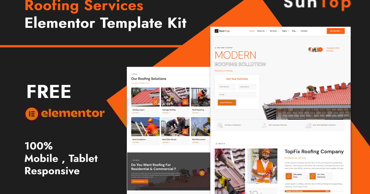 Suntop - Roofing Services Elementor Template Kit