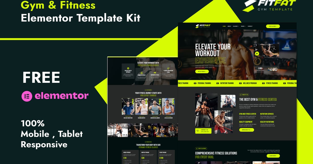 Fitfat - Gym & Fitness Elementor Template Kit