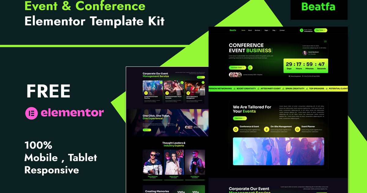 Beatfa - Event & Conference Elementor Template Kit