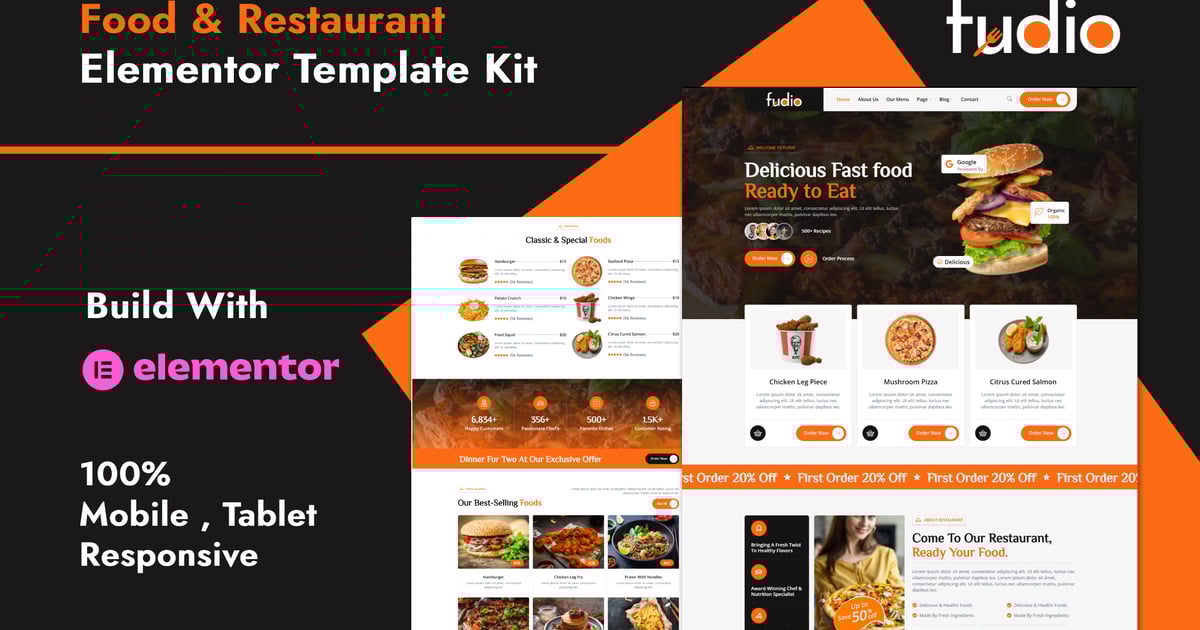 Fudio - Food & Restaurant Elementor Template Kit