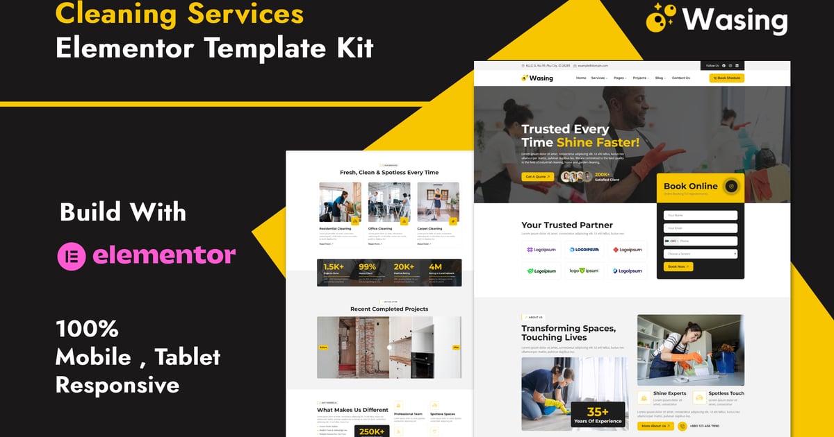 Wasing - Cleaning Services Elementor Template Kit