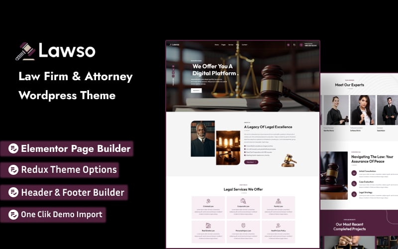 Lawso - Law Firm & Attorney WordPress Theme
