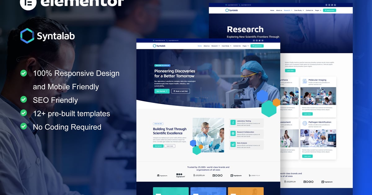 SyntaLab - Science Research & Laboratory Elementor Template Kit