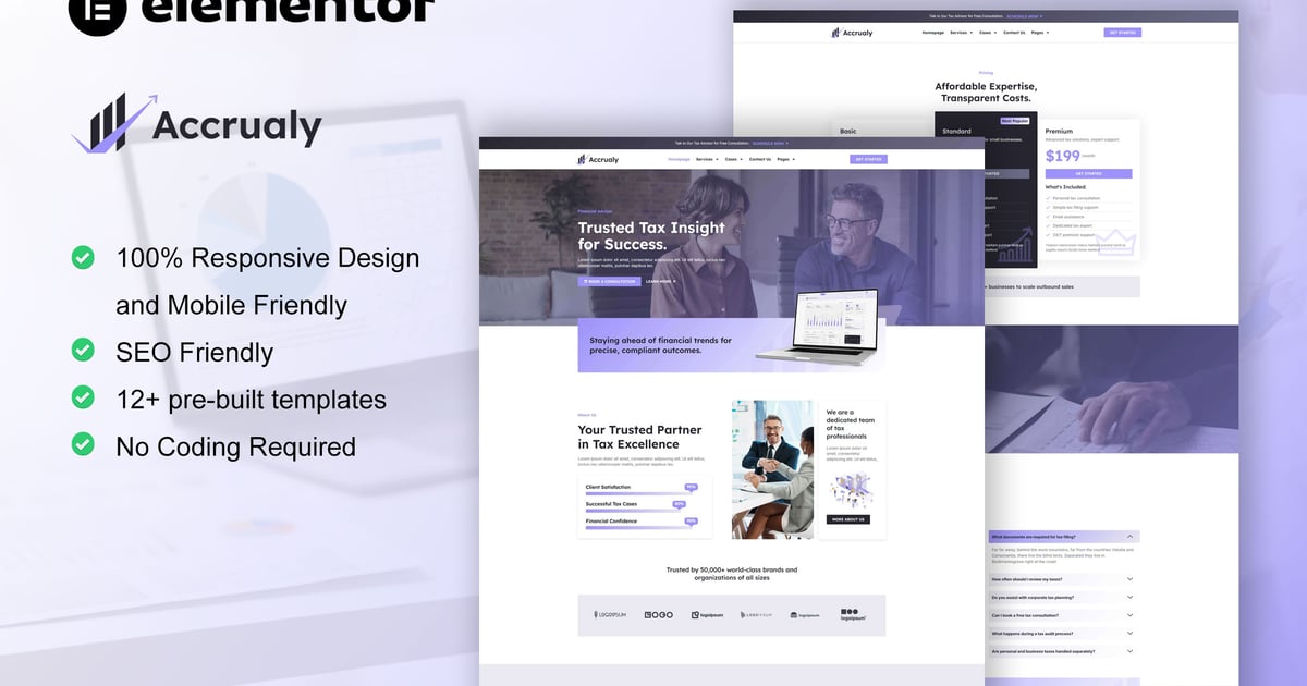 Accrualy - Tax Advisor & Financial Consulting Elementor Pro Template Kit