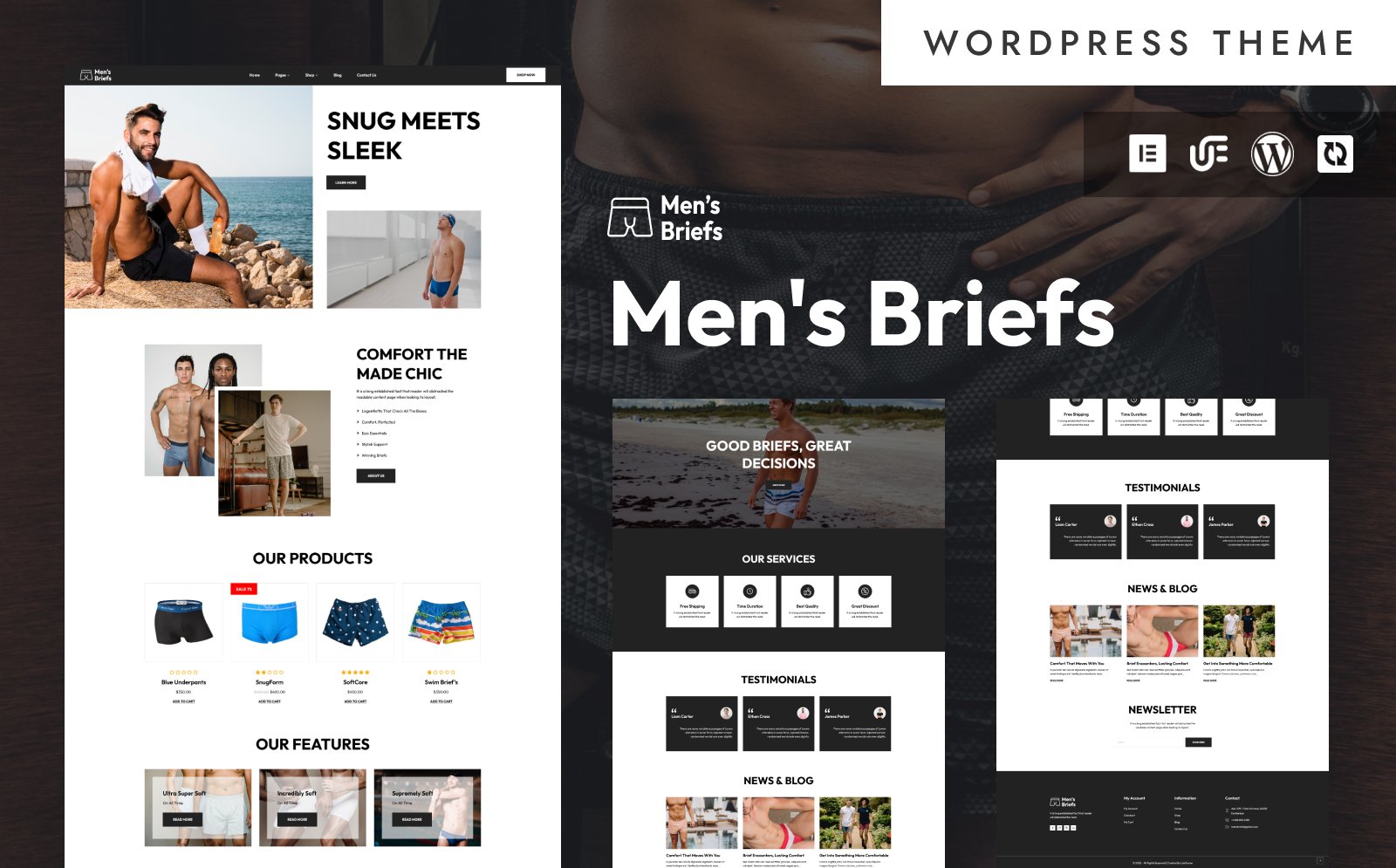 Men's Briefs - Men’s Underwear And Loungewear Woocommerce WordPress Elementor Theme WordPress Theme