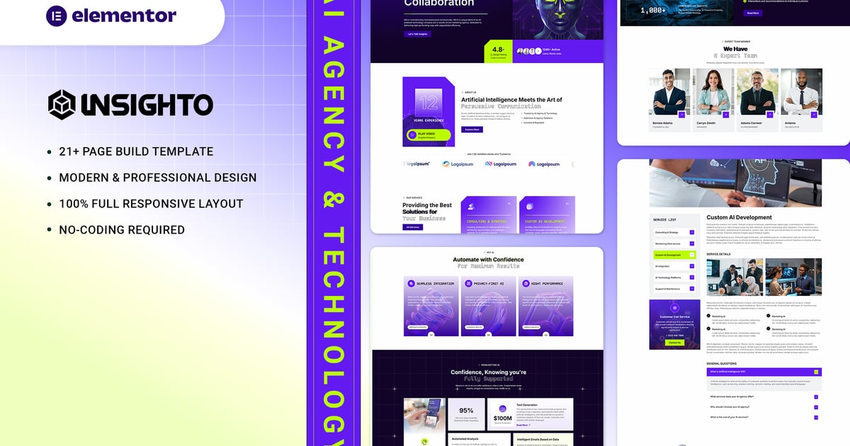 Insighto - AI Agency & Technology Elementor Template Kit
