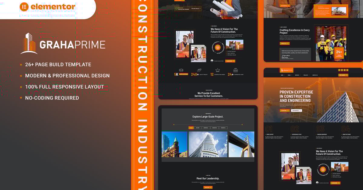 GrahaPrime - Construction Industry Elementor Template Kit