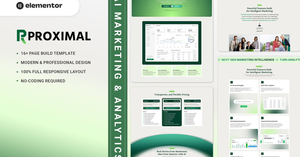 Proximal - AI Marketing & Analytics Elementor Template Kit