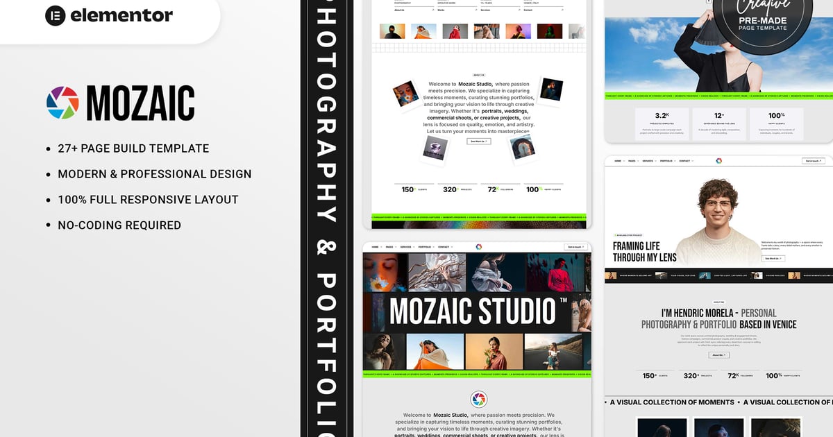 Mozaic - Photography & Portfolio Elementor Template Kit