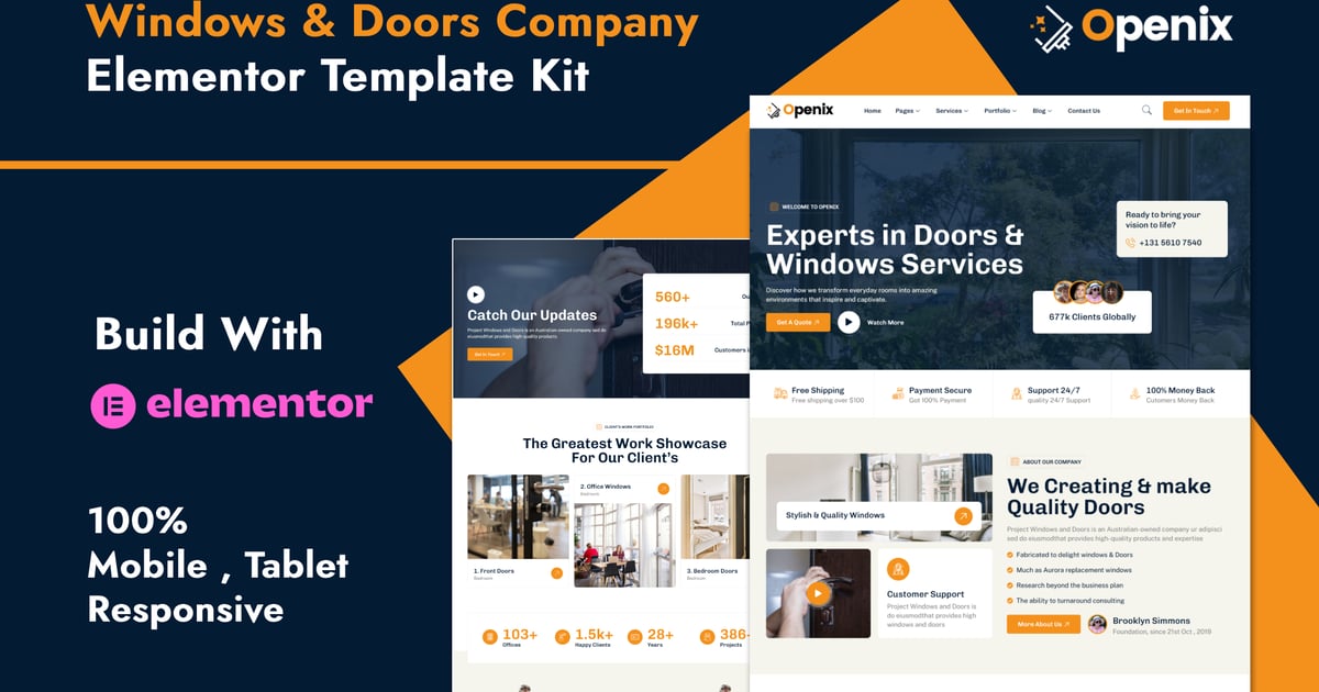 Openix - Windows & Doors Company Elementor Template Kit