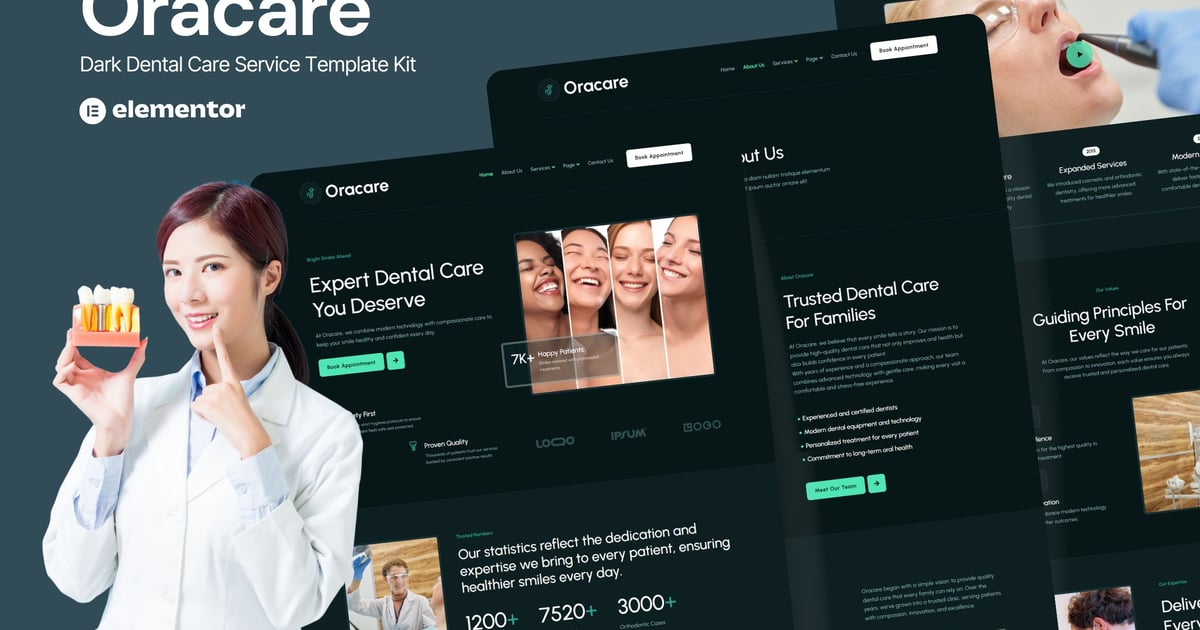Oracare – Dental Care Service Website Elementor Template Kits