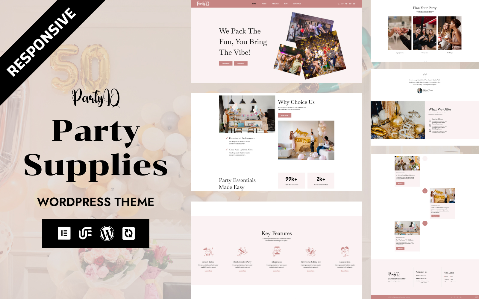PartyiQ - Event Making Holiday Party Website WordPress Elementor Theme WordPress Theme