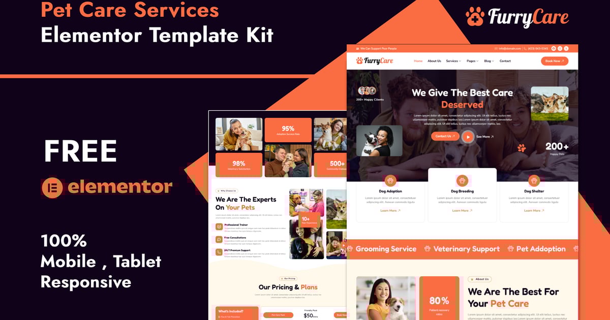 Furrycare - Veterinary & Pet Care Services Elementor Template Kit