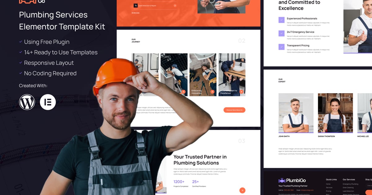 PlumbiGo - Plumbing Services Elementor Template Kit
