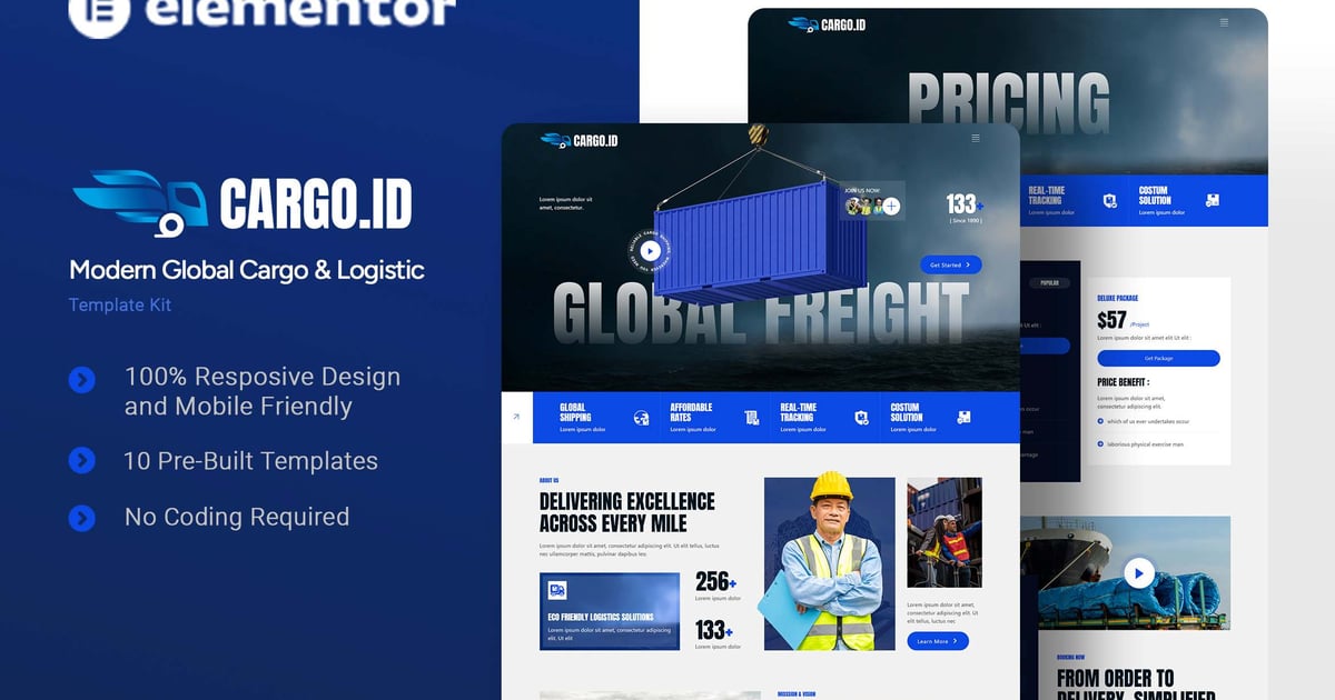 Cargoid - Modern Global Cargo & Logistic Elementor Template Kit