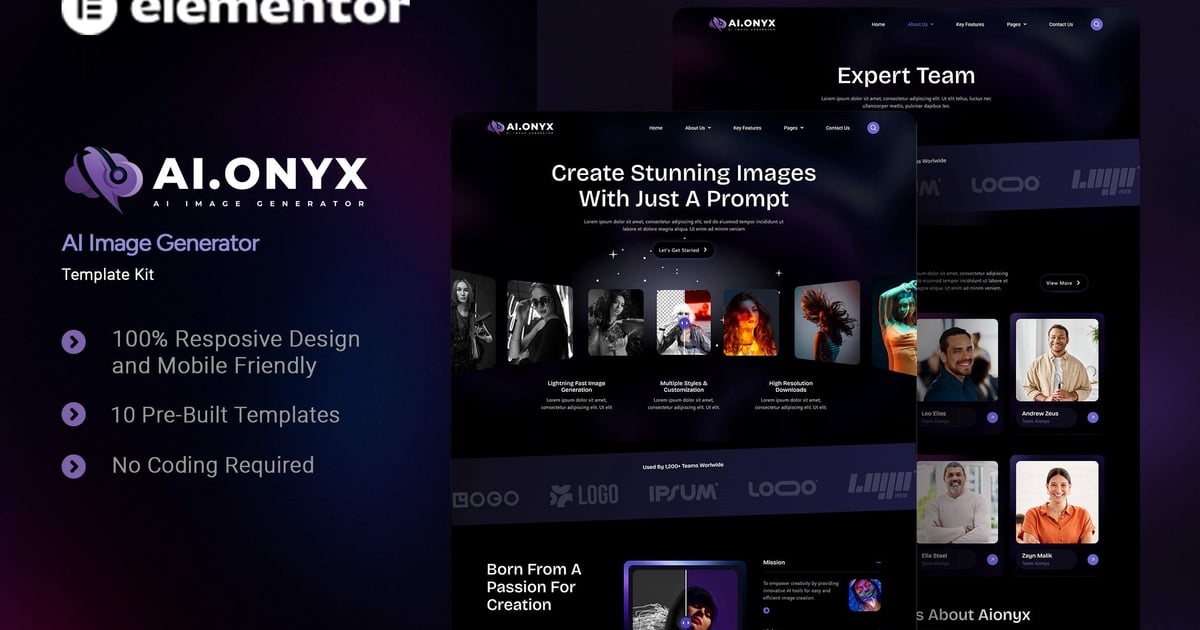 Aionyx - AI Image Generator Elementor Template Kit