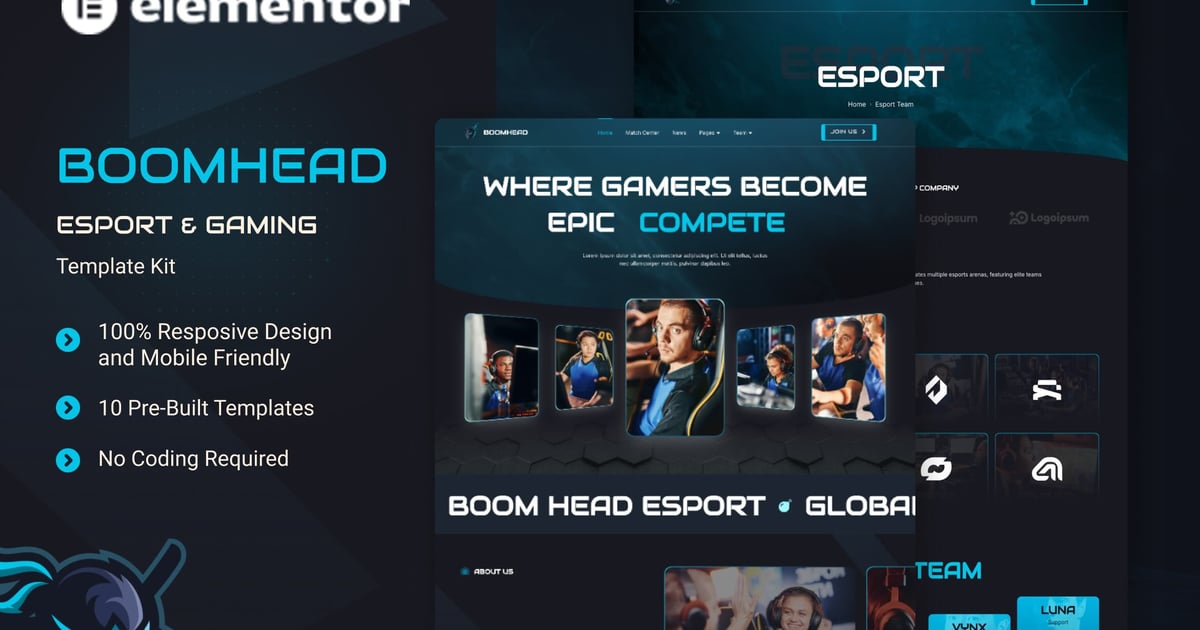 BoomHead - Esport & Gaming Elementor Template Kit
